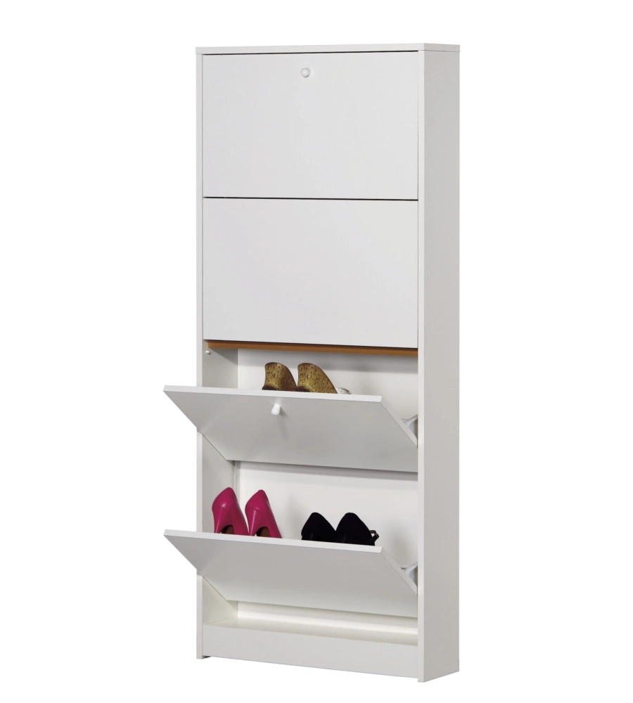 SCARPIERA BIANCA CON 4 ANTE, 62X148X18 CM